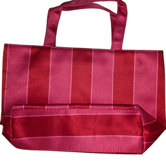 Victoria's Secret Pink Red Stripe Small Tote Bag Cosmetic Travel Pouch - Picture 2 of 3